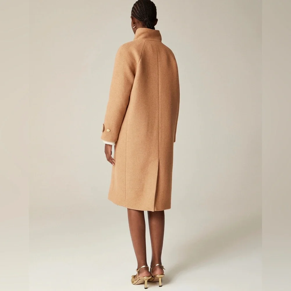 🆕 J.Crew Long Toscana Coat in NAVY Sz Petite 10 - Picture 4 of 15